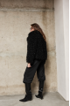 Short women's fur coat made of black ECO llama